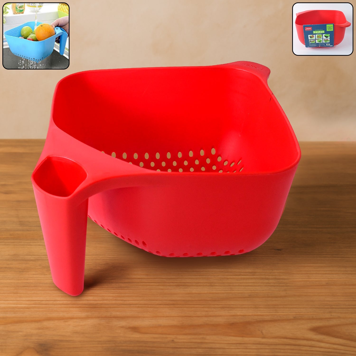 Apex Multi-Functional Plastic Strainer Bowl with Ergonomic Handle (1 Pc)