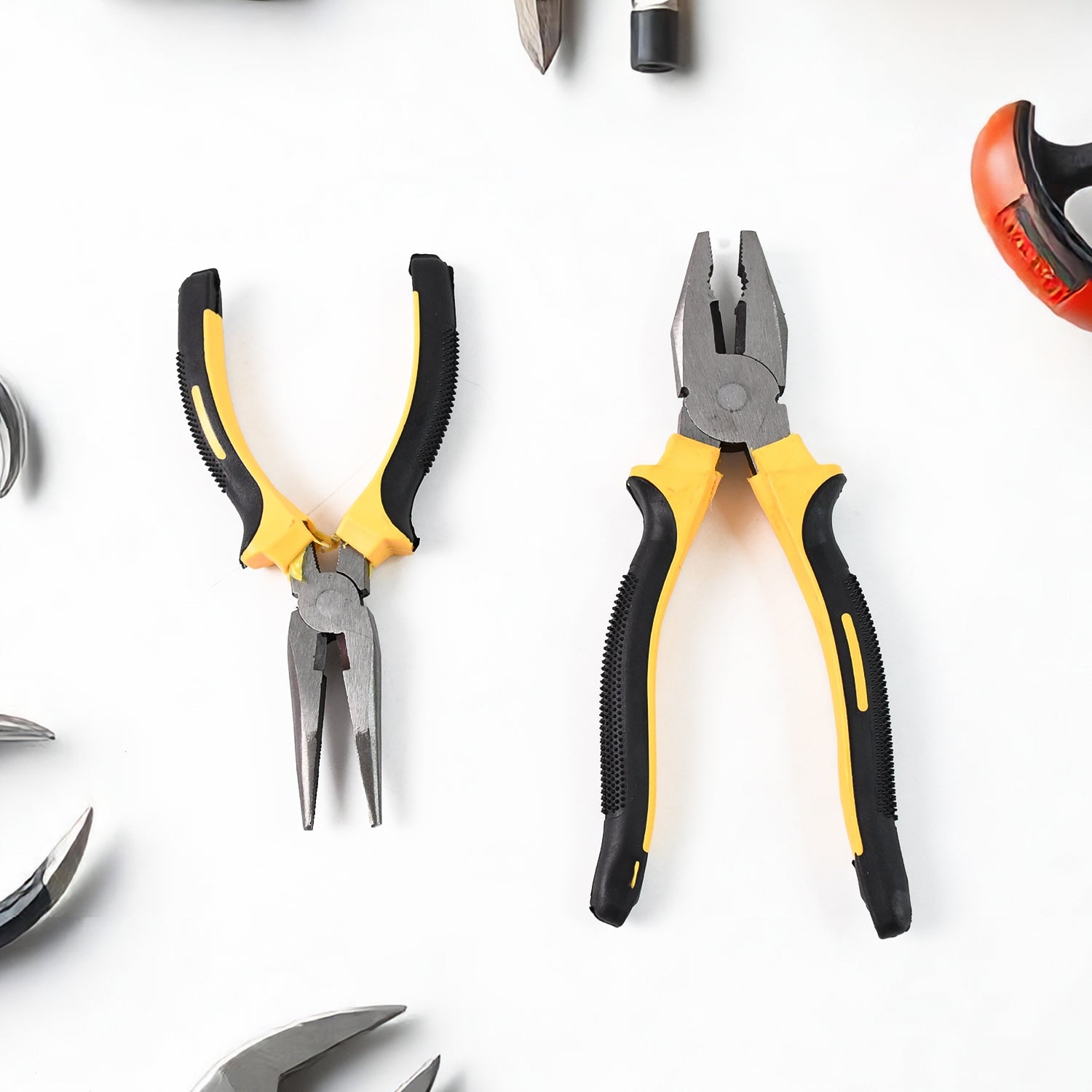 Long Nose Plier and Flat Mouth Plier Combo Tools (2 Pc Set)