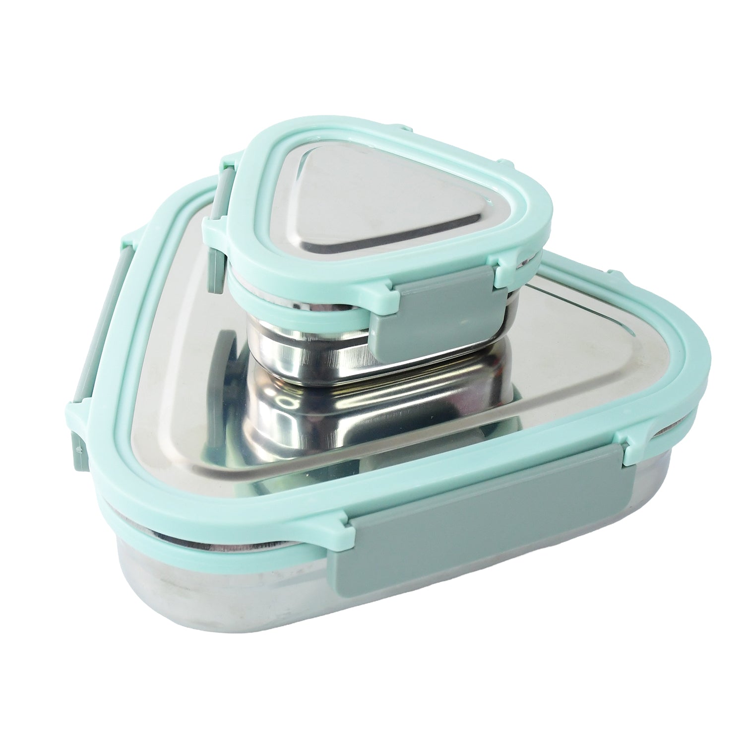 Ganesh Trinity 2-Piece Stainless Steel Triangle Lunch Box Set