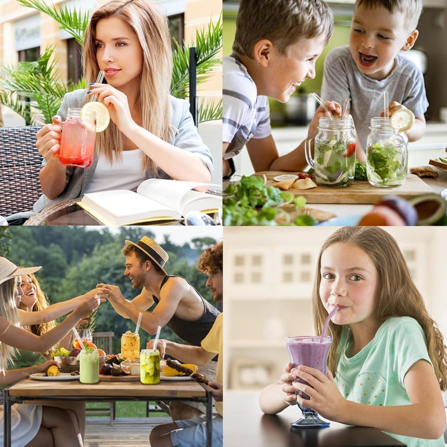 Reusable Glass Straws Clear Glass Drinking Straw 5Pc