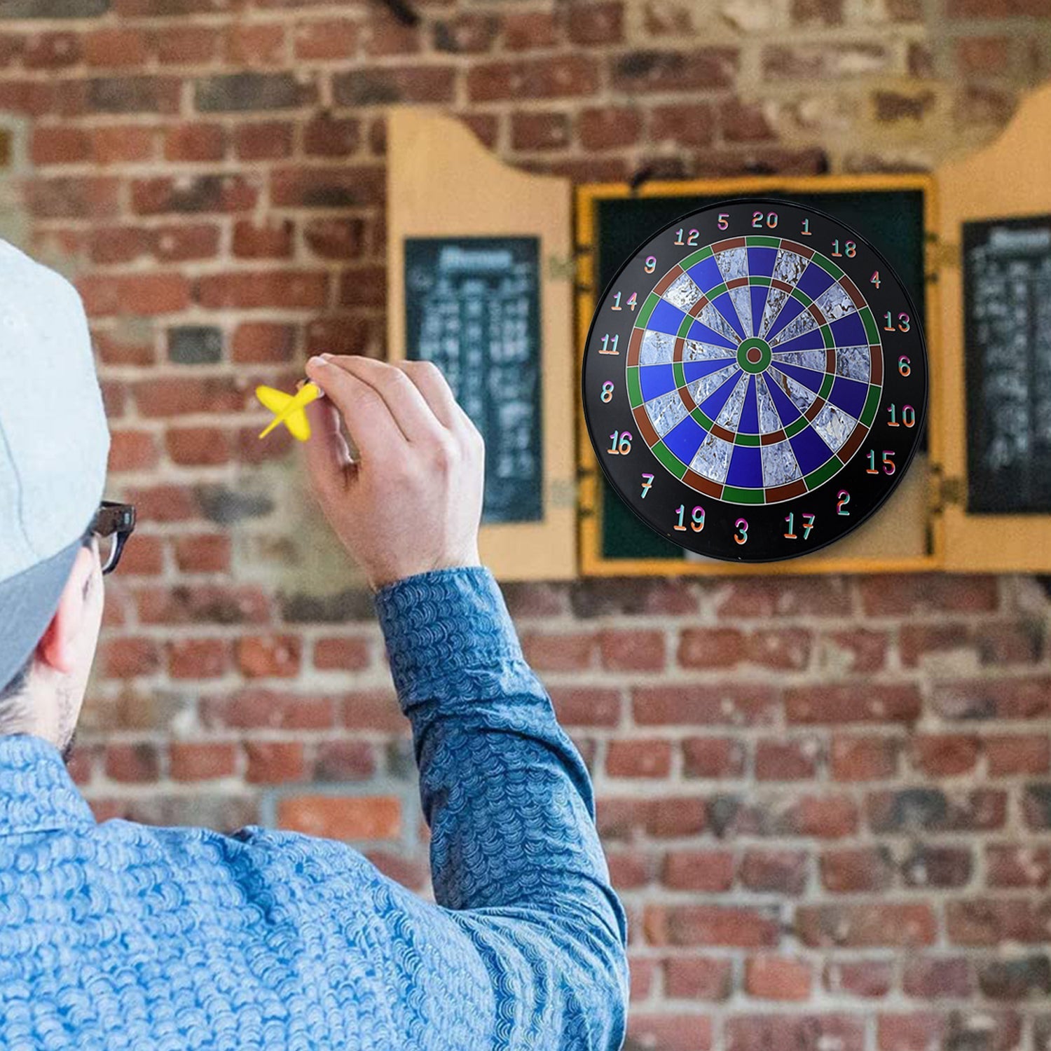 Magnetic Dart Board Game Set with 6 Soft-Tip Darts