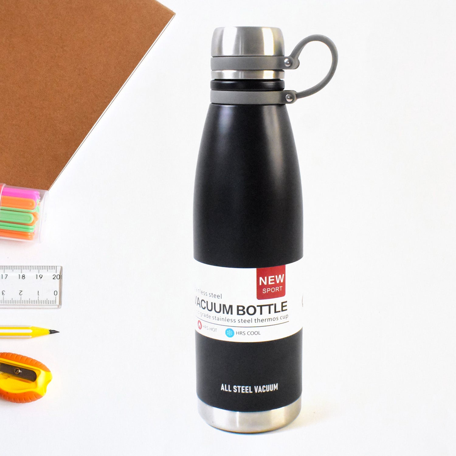 Stainless Steel Vaccum Insulation Water Bottle (1000ml Approx / Mix Design)