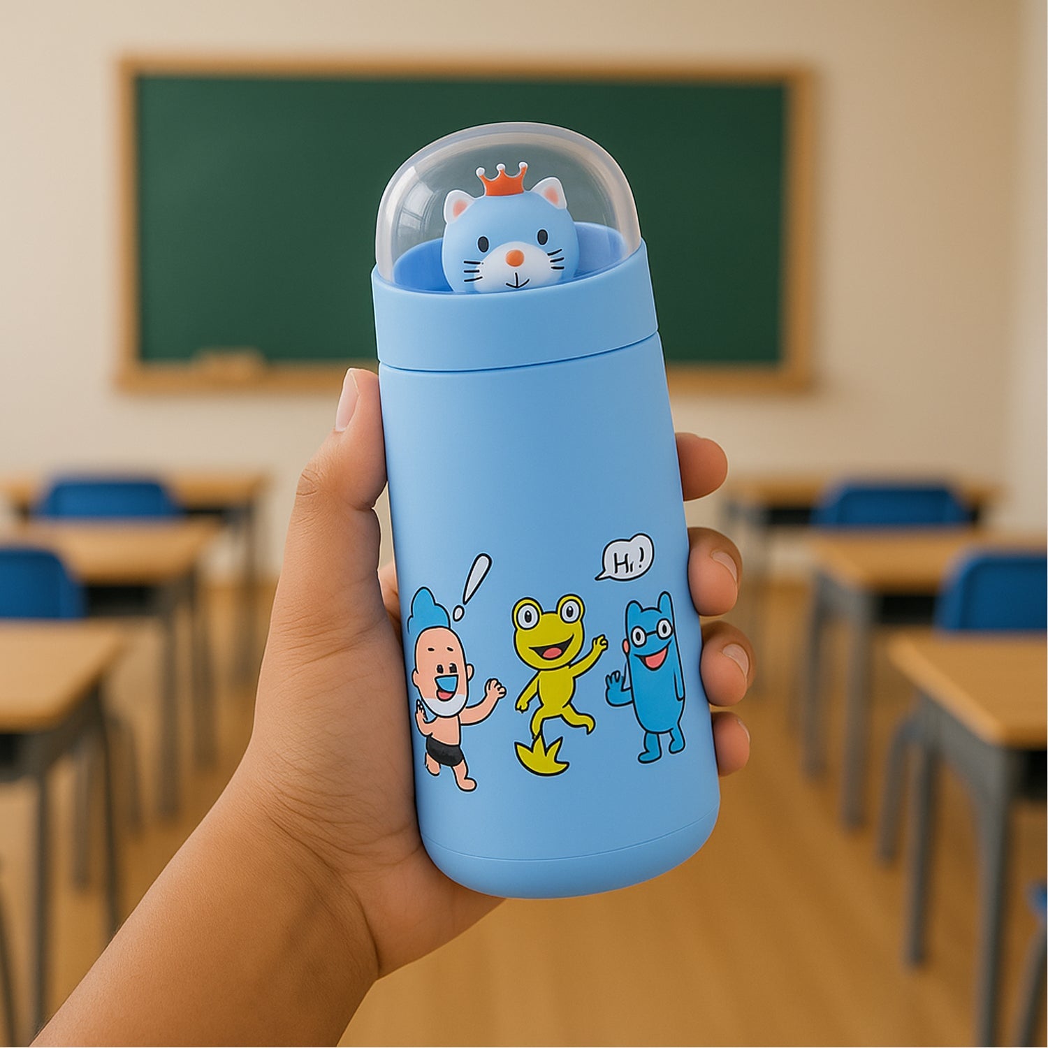 Double Wall Cartoon Glass Water Bottle 350Ml (1 Pc)