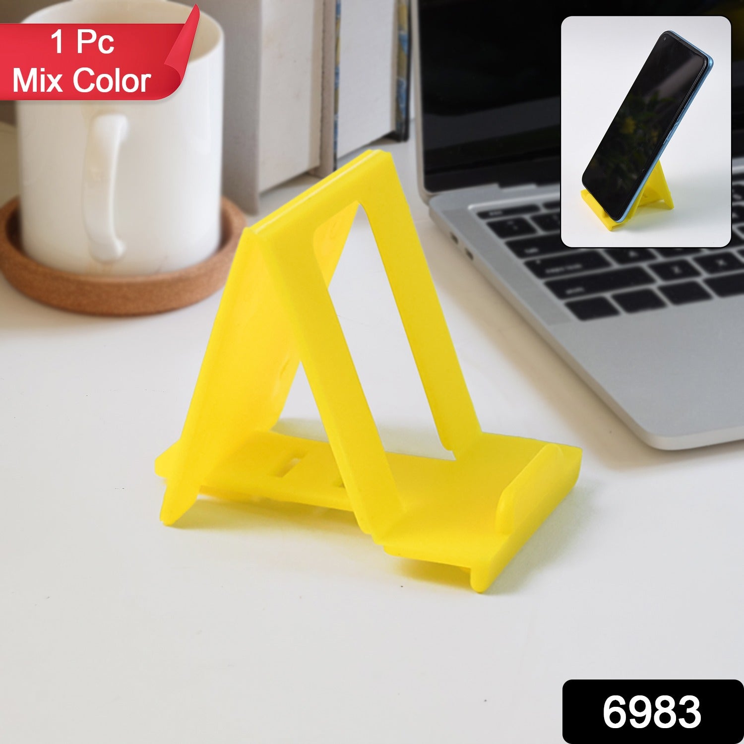 Adjustable Foldable Plastic Mobile Phone Stand (1 Pc / Mix Color)