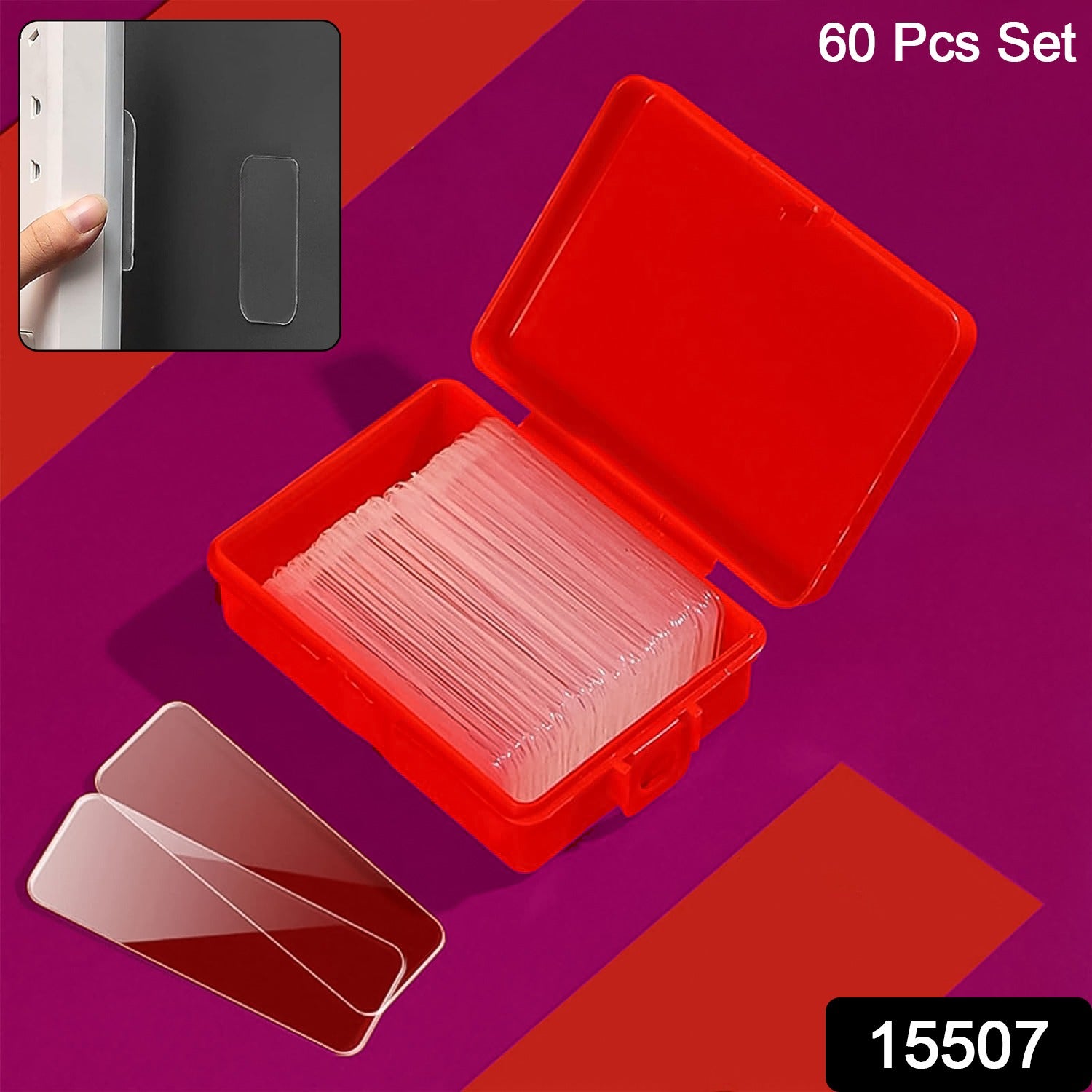 60-Piece (Approx) – Double-Sided Transparent Adhesive Stickers