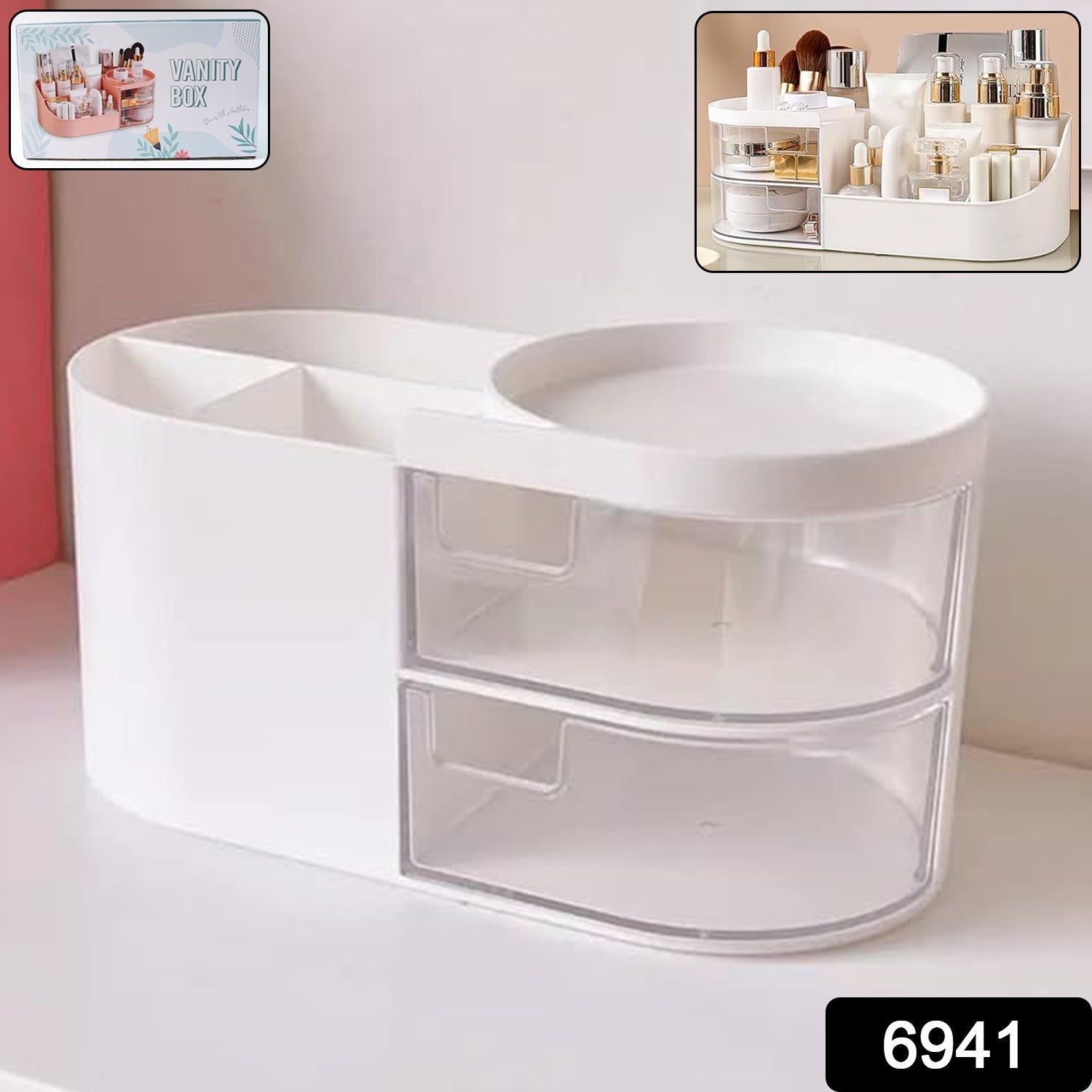 Multi-Functional Plastic Vanity Storage Box