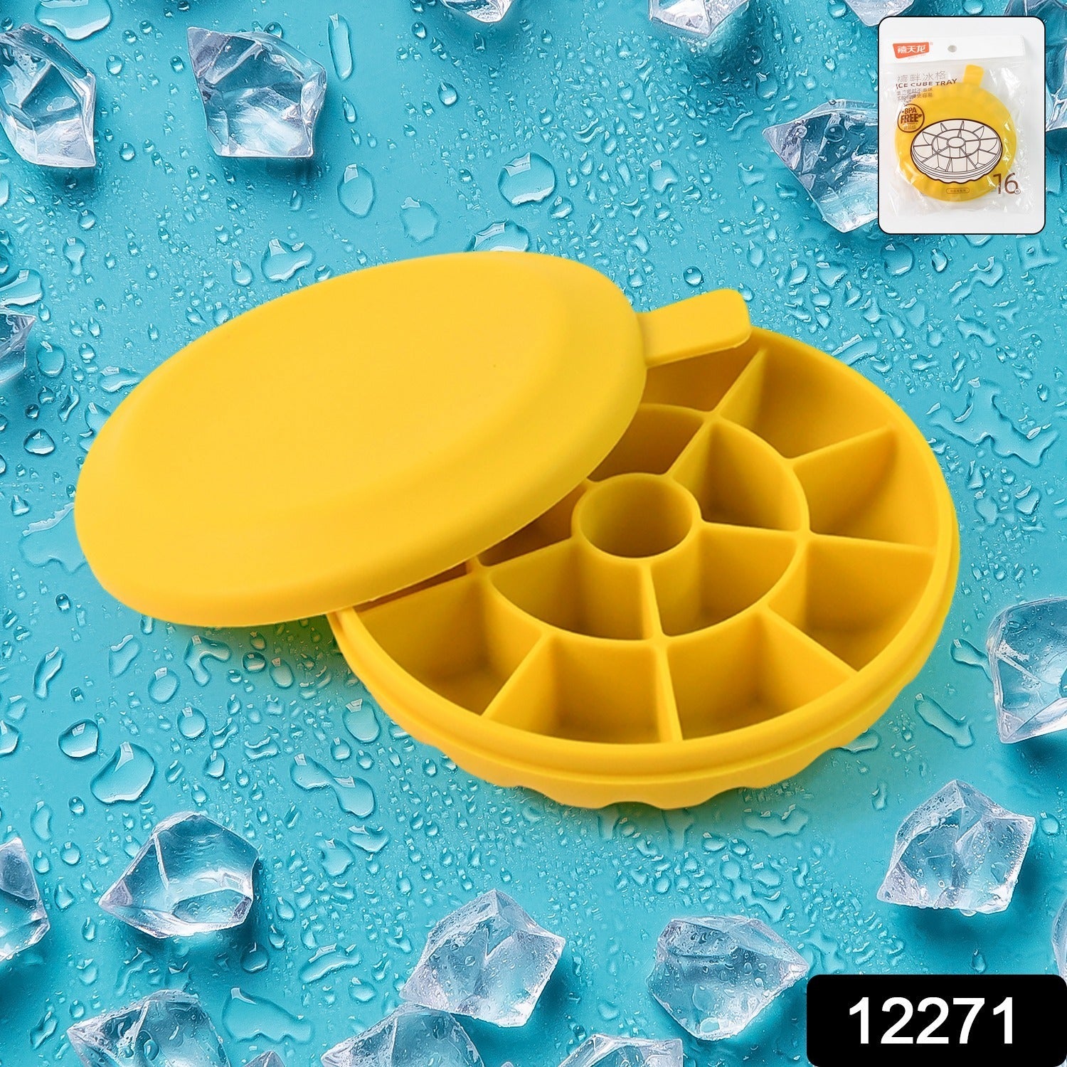 Ice Cube Tray with Lid Grid-16 (1 Pc)