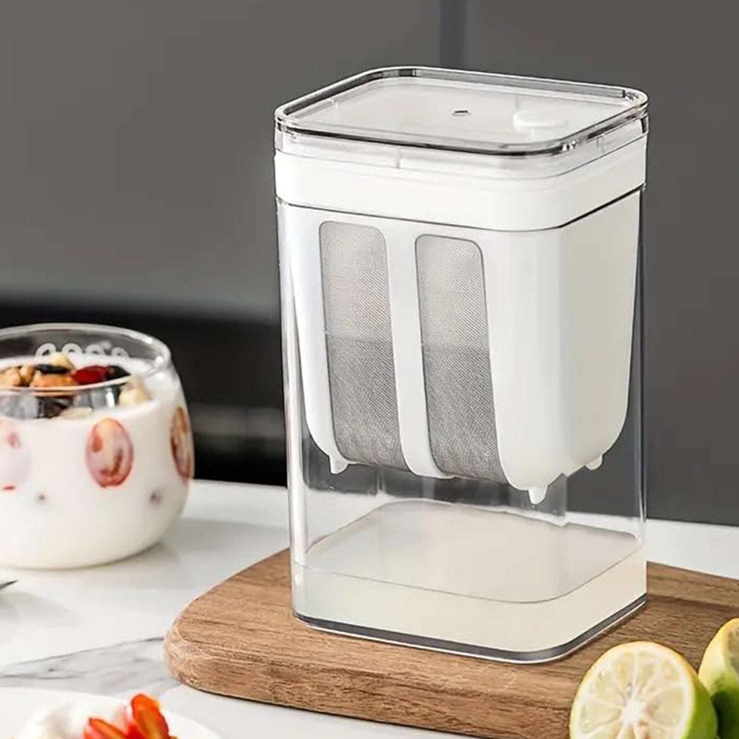 2 in 1 Yogurt Strainer with Storage Box – 1400ml (Plastic + Steel)