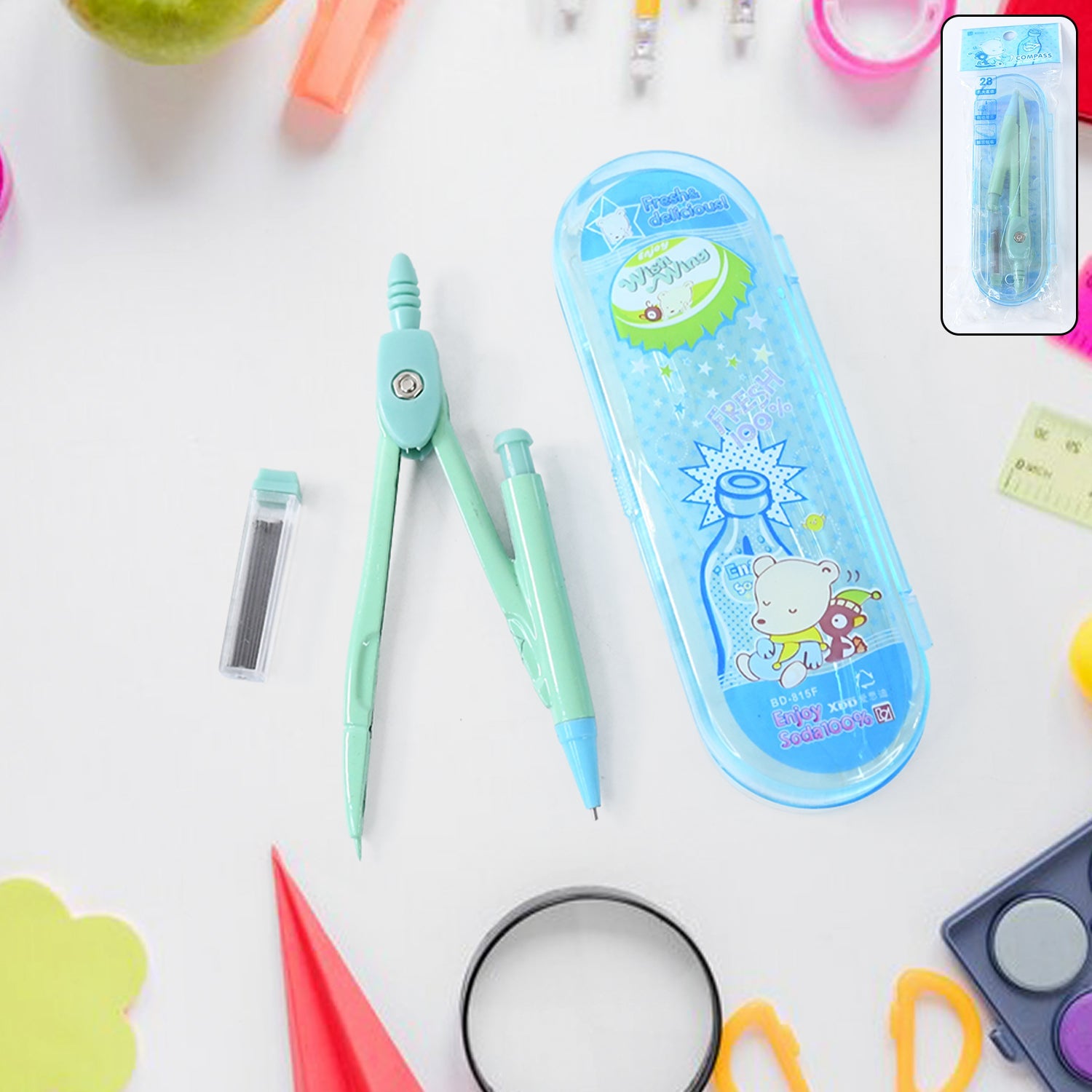 Geometry Compass Box Set for Students (1 Set Mix Design )