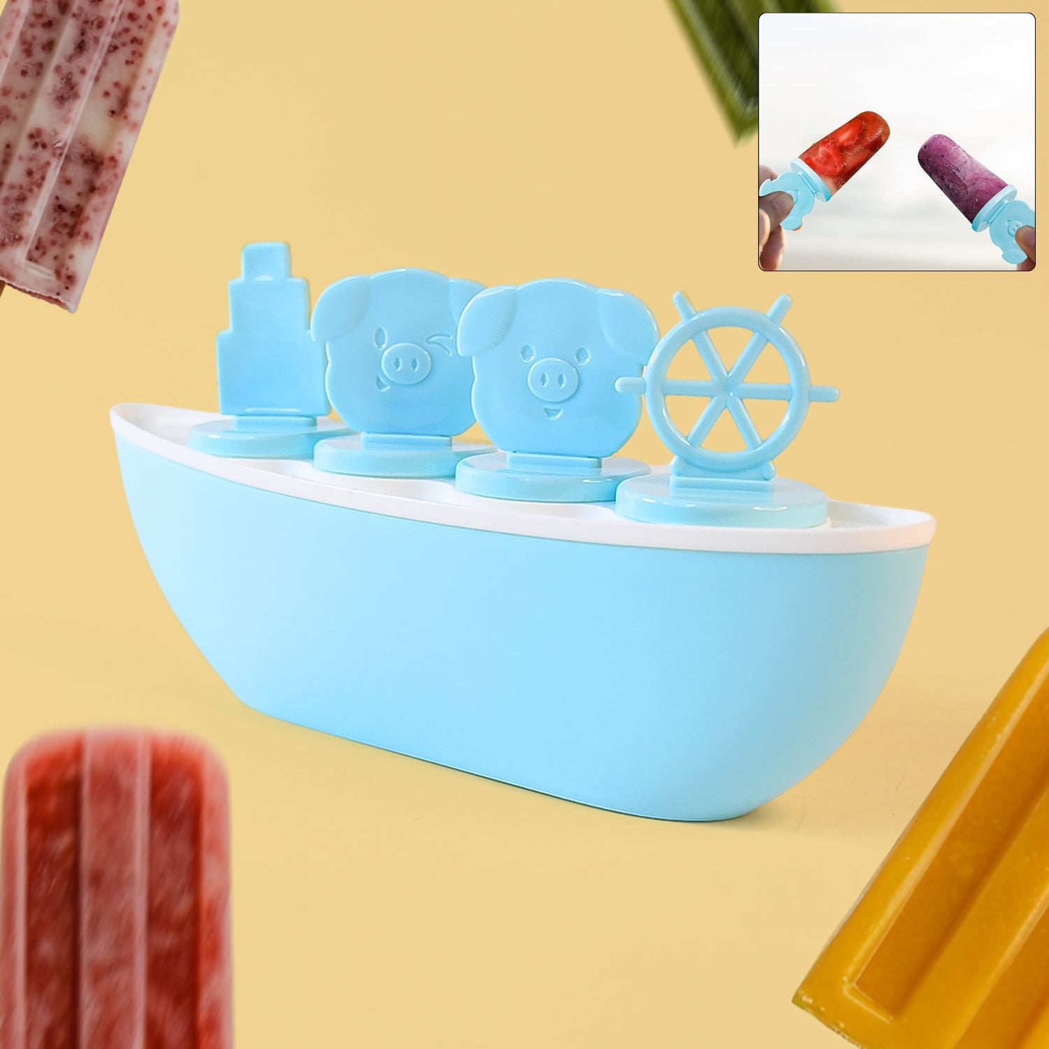 Creative Boat-Shaped Ice Cream Mould with Cute Piggy