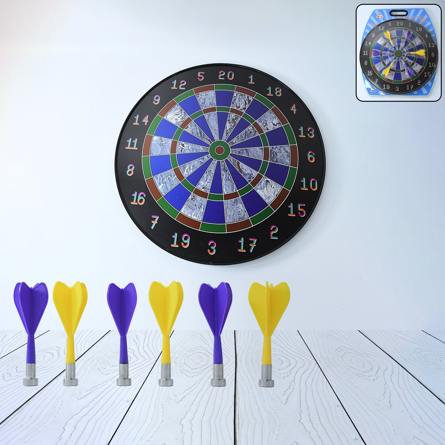 Magnetic Dart Board Game Set with 6 Soft-Tip Darts