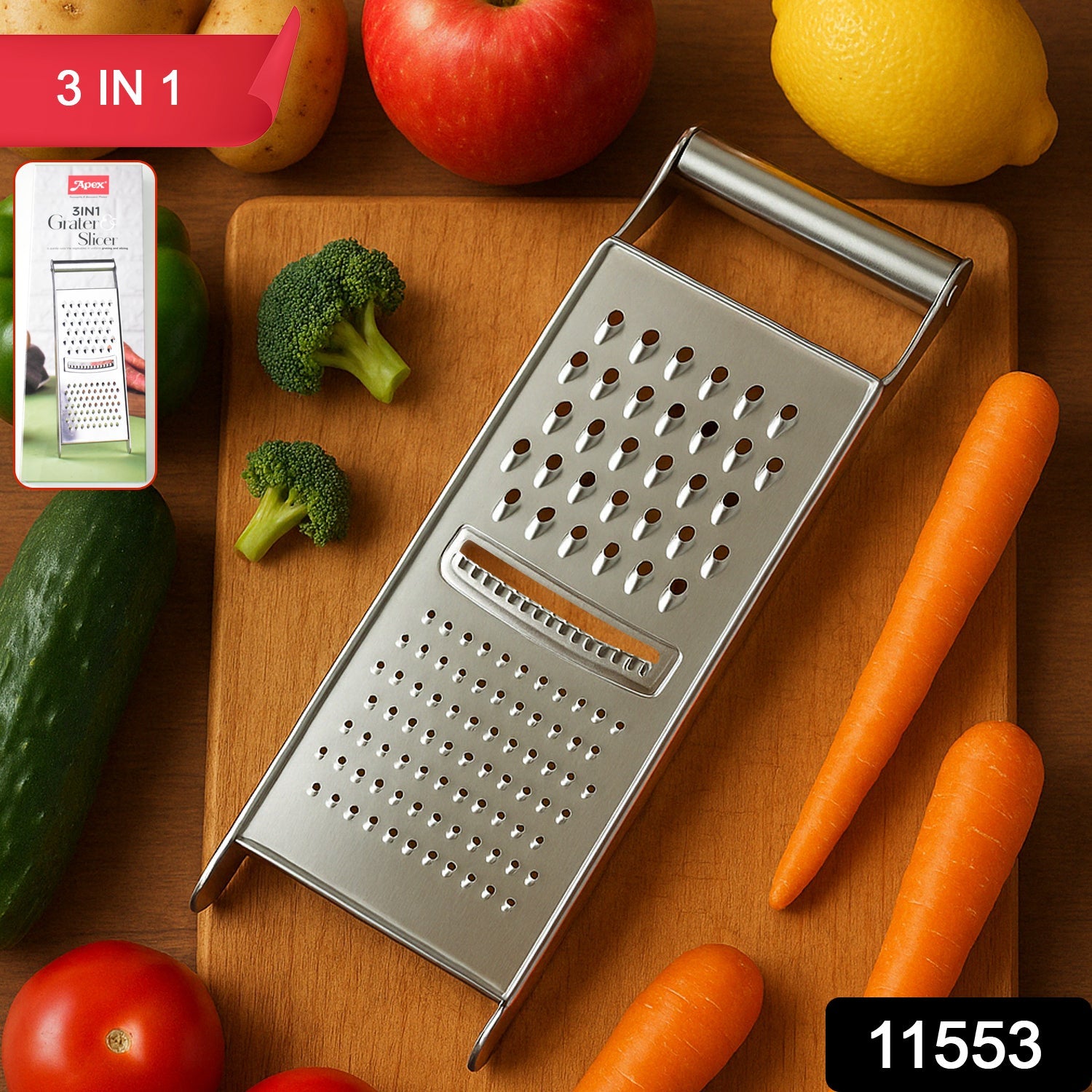 Apex Stainless Steel Grater & Slicer (3 in 1)