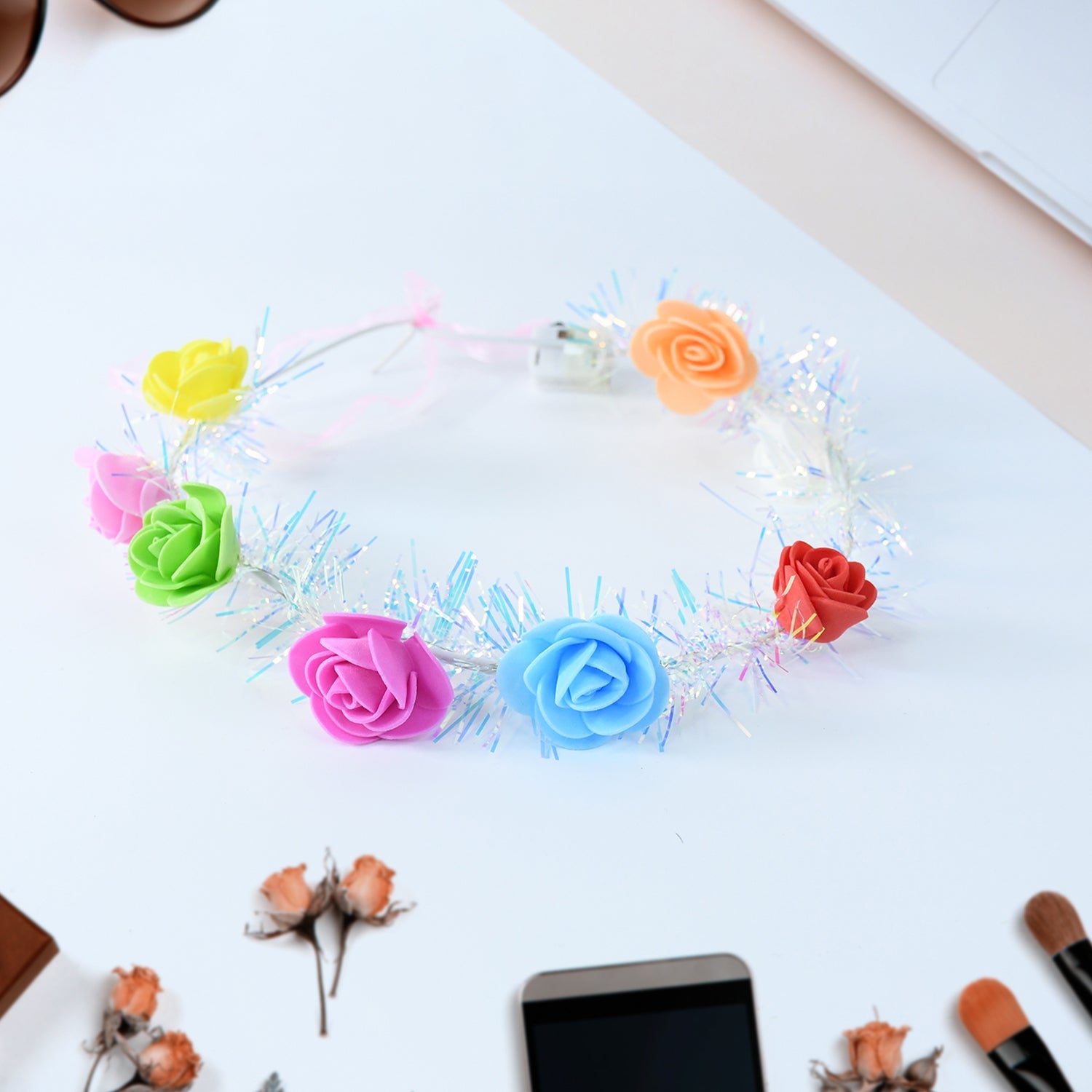 LED Flower Crown Headband – Multicolor Light-Up (1 Pc), Hair accessories