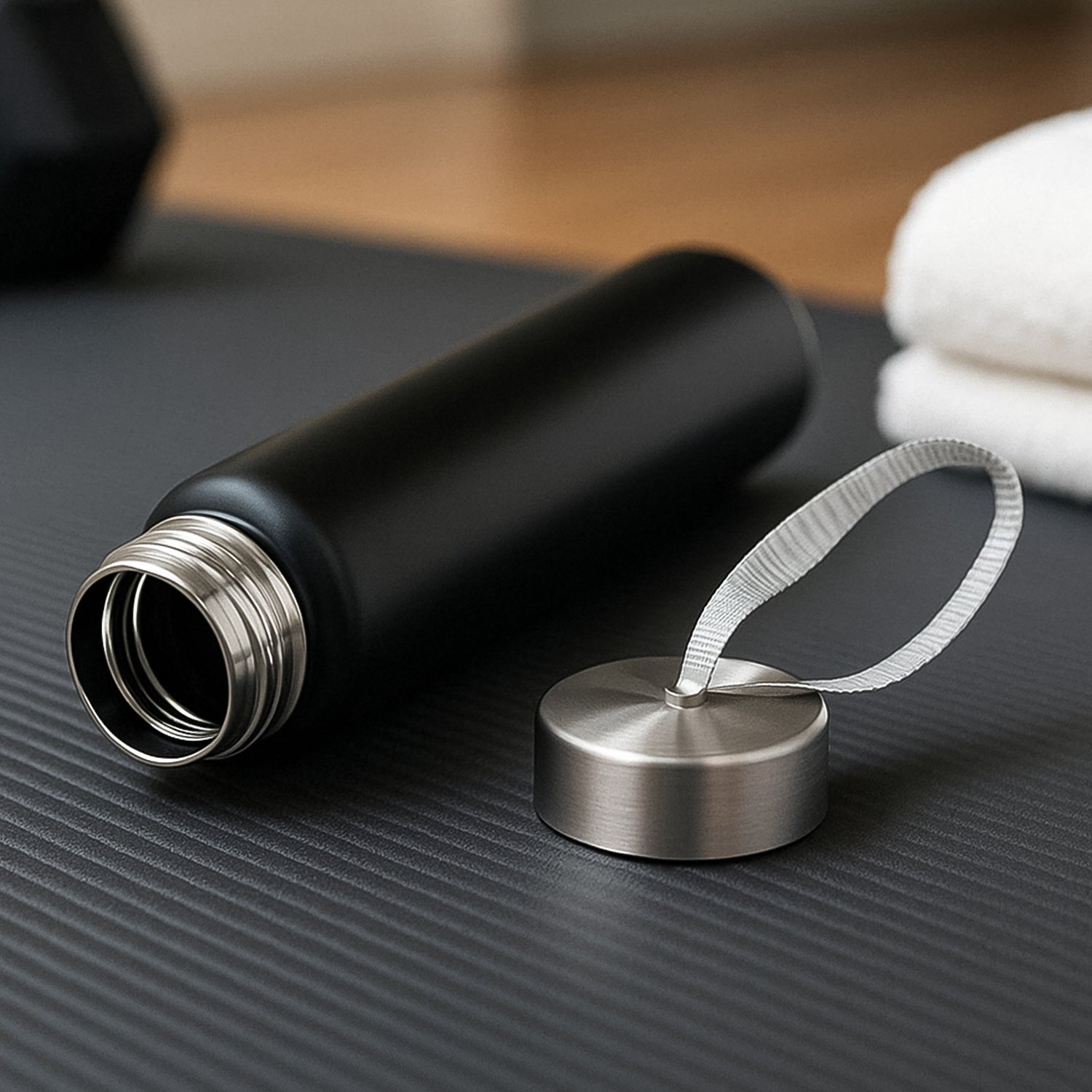 Portable Stainless Steel Water Bottle with Strap (Approx 250ML)