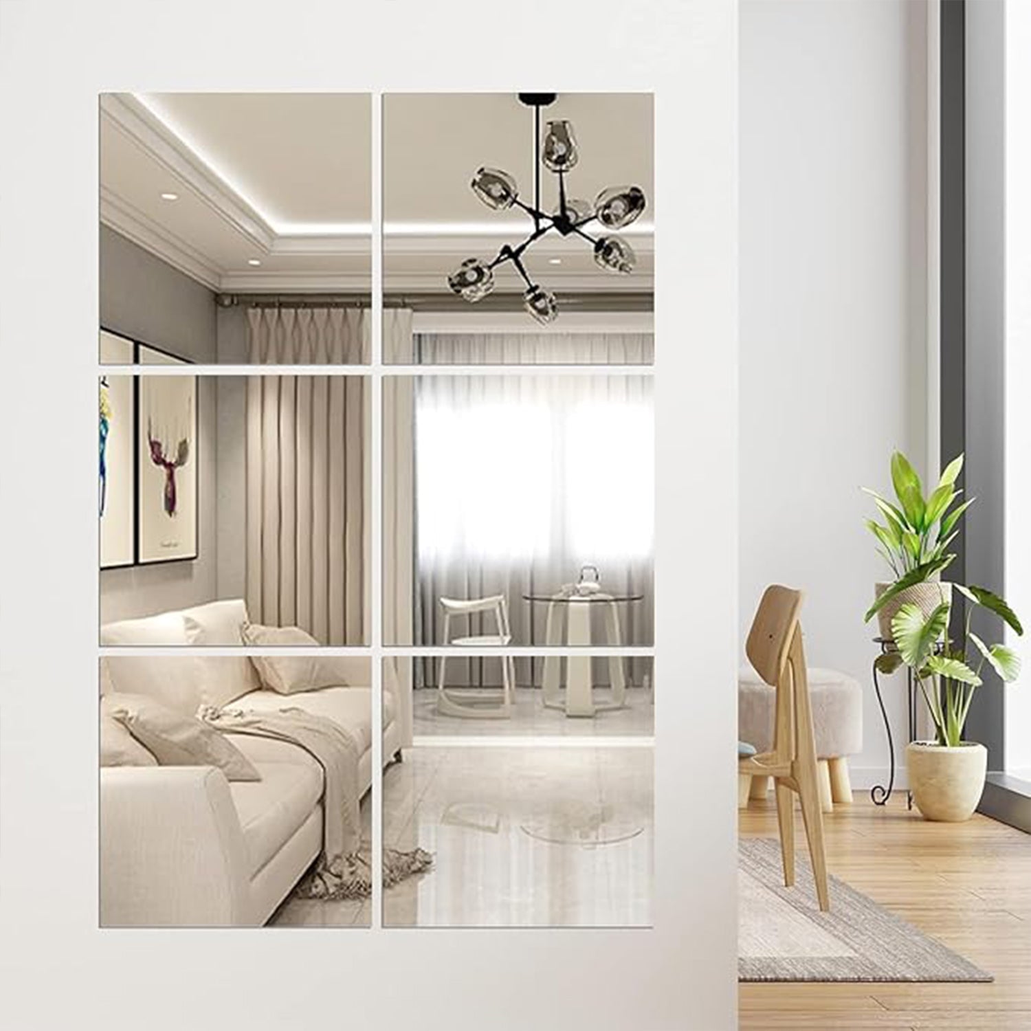 Flexible Acrylic Mirror Set (30x30 cm & 10 Pcs Set)