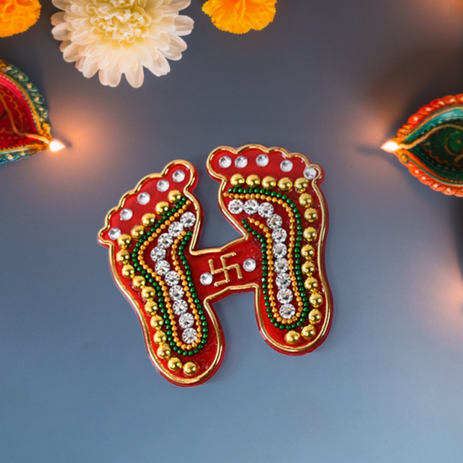 Decorative Laxmi Charan Paduka Sticker Set (Pack of 2 Pc)