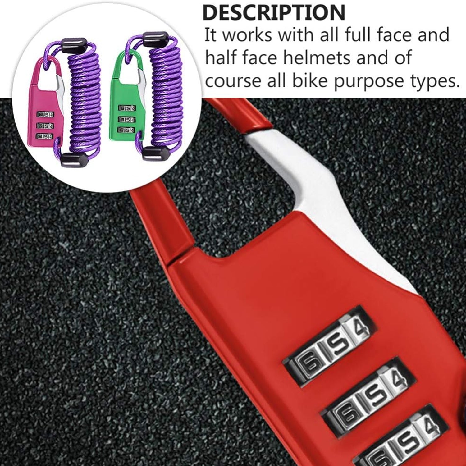 Anti-theft Dial Lock, Padlock, 3-Digit, Built-In Wire (1 Pc)