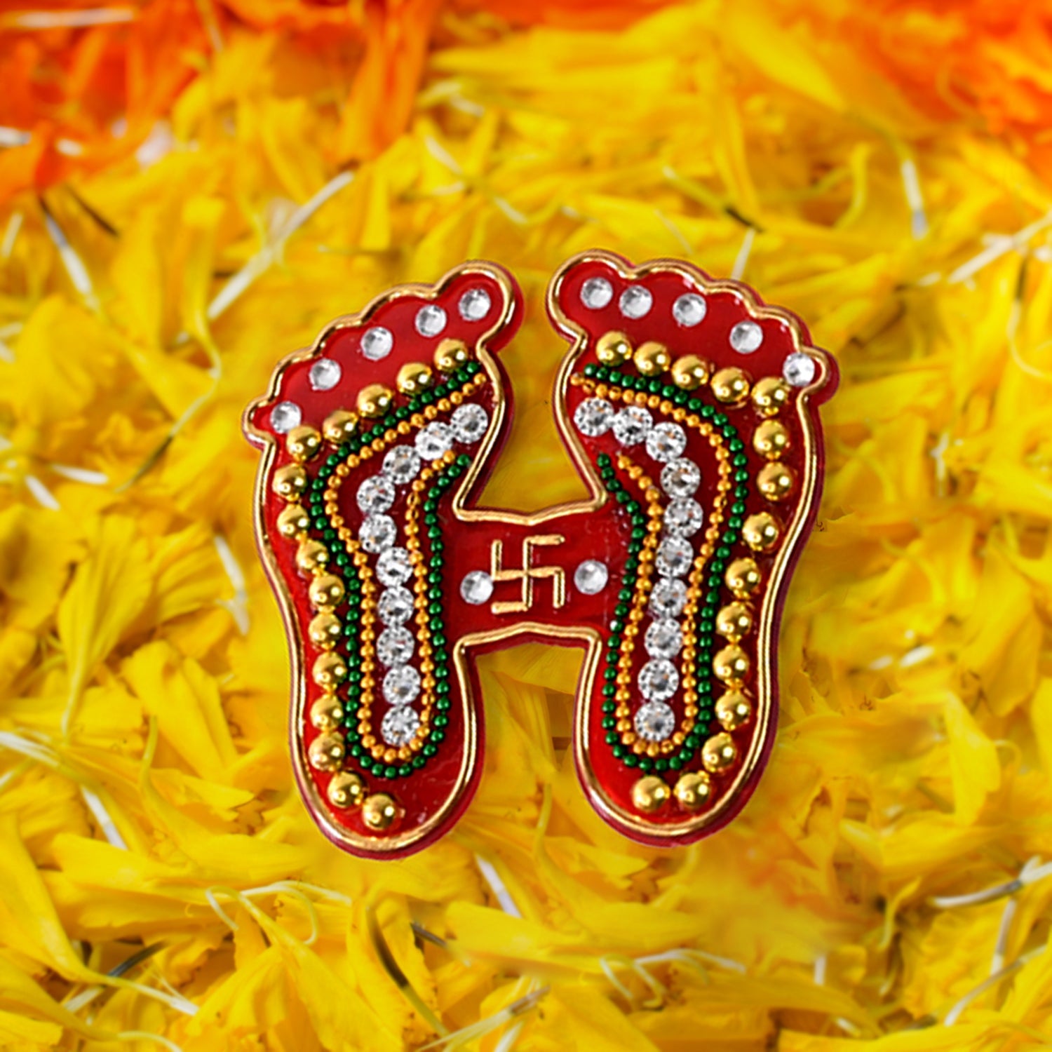 Decorative Laxmi Charan Paduka Sticker Set (Pack of 2 Pc)