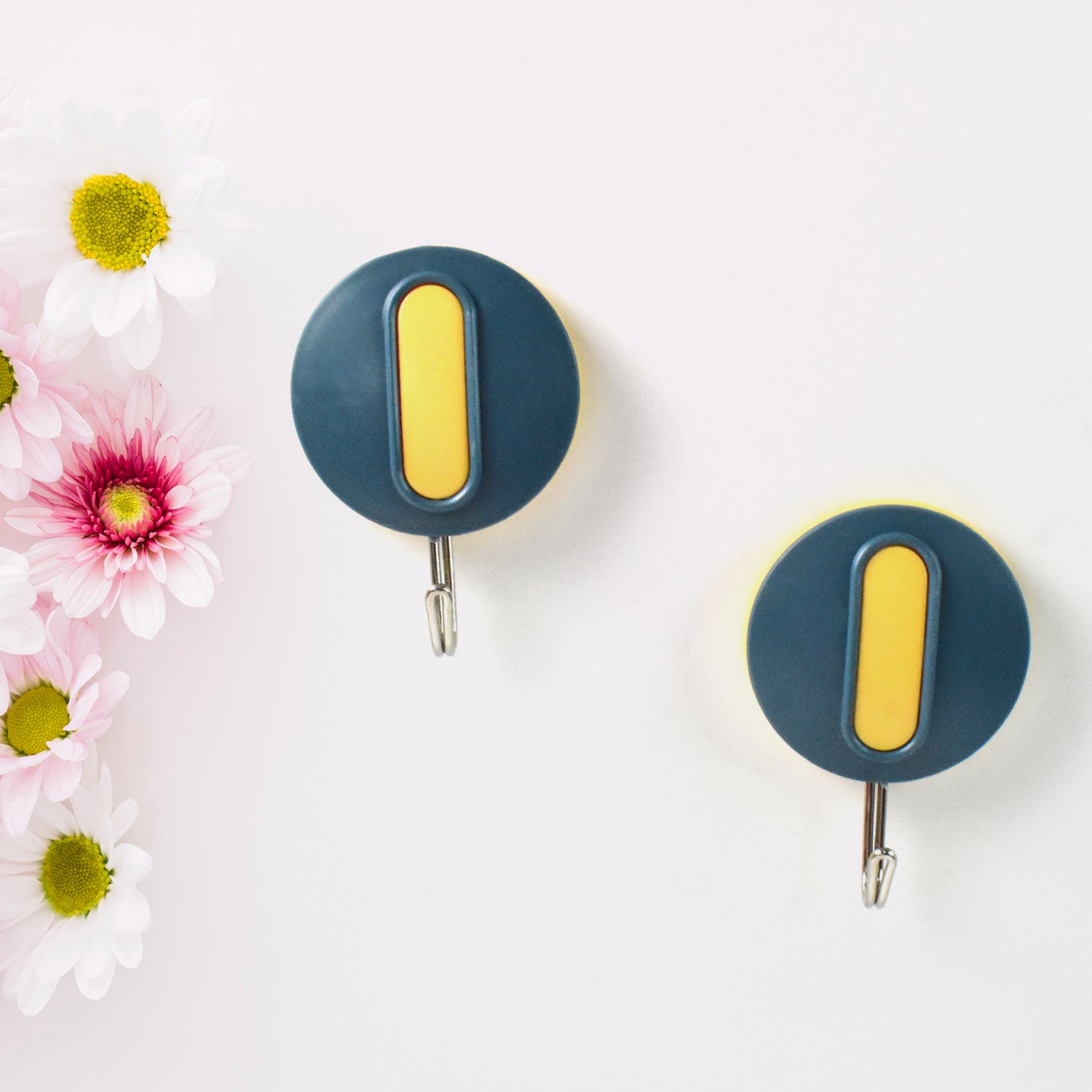 Multipurpose Strong Round Shape Hook Self-Adhesive hooks (2 Pc Set)