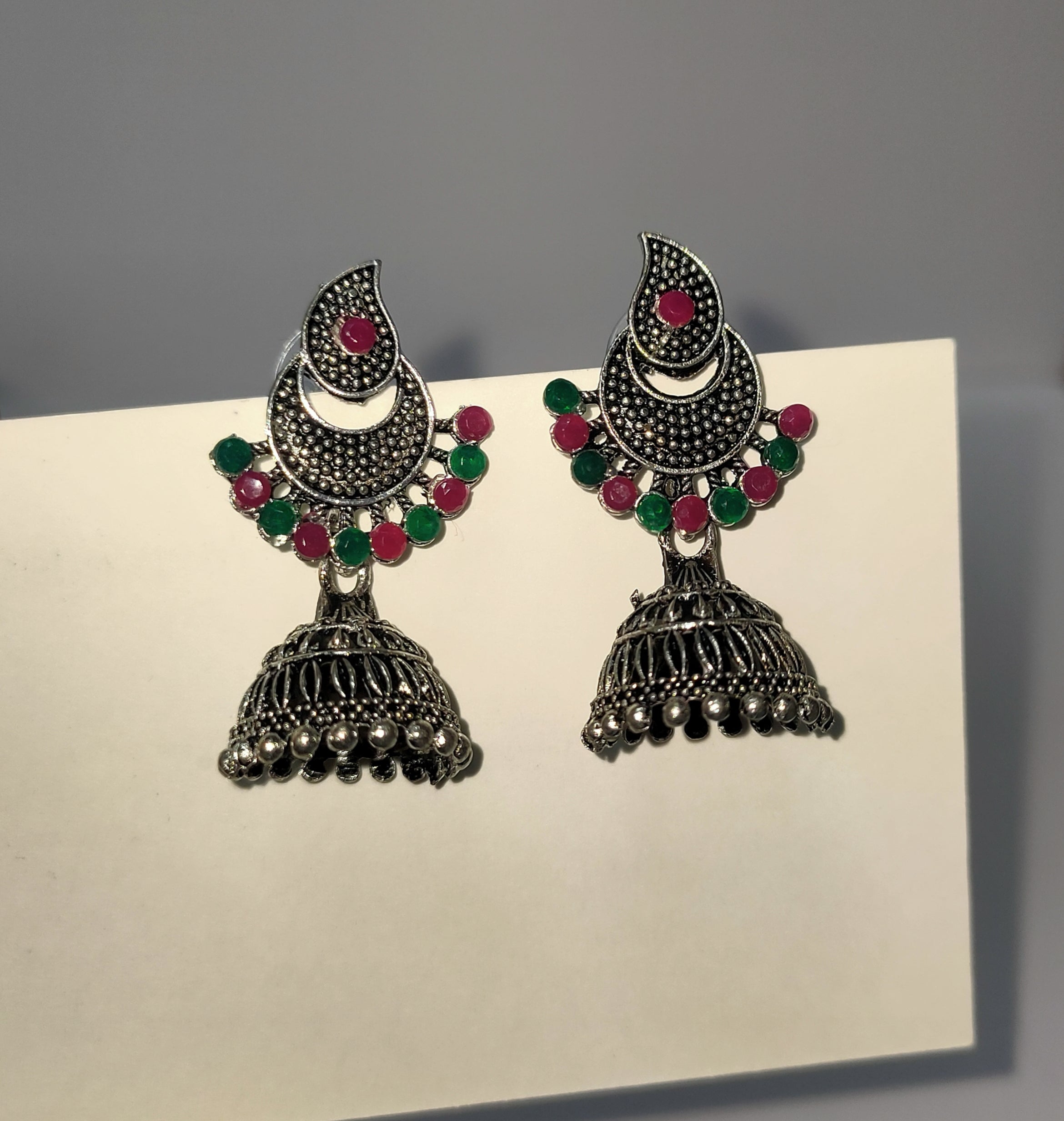 Oxidized Moon Jhumka mutil colored