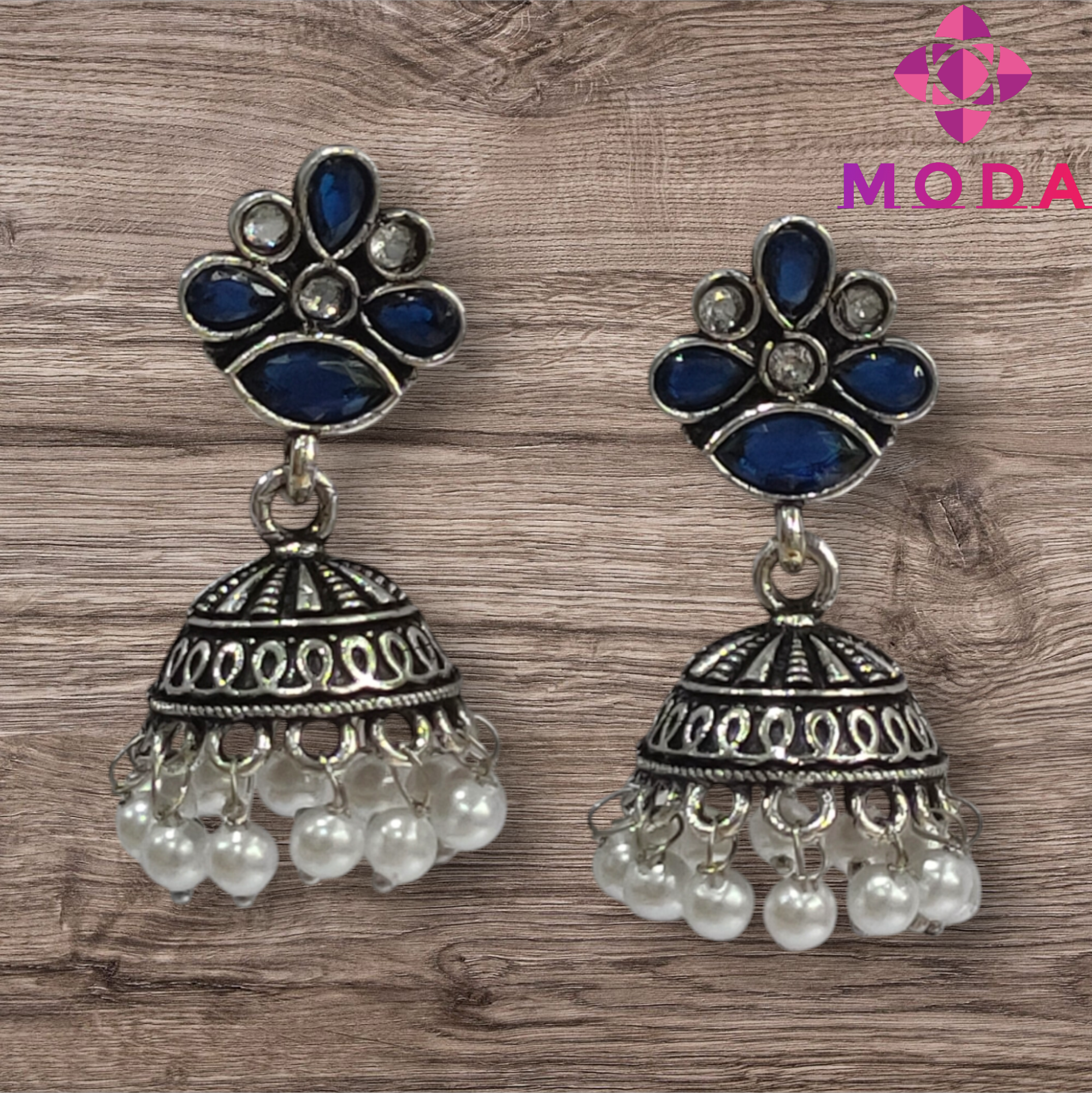 Oxidized Petal Jhumka