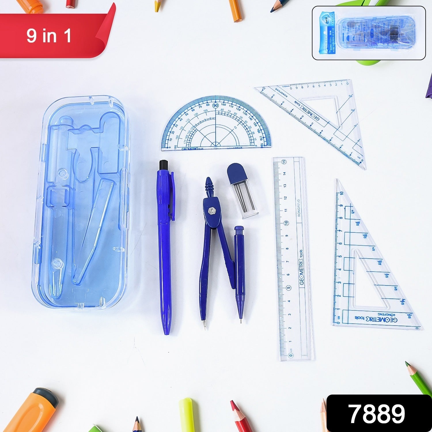 Complete Student Geometry Box Set (9 in 1 / 1 Set)