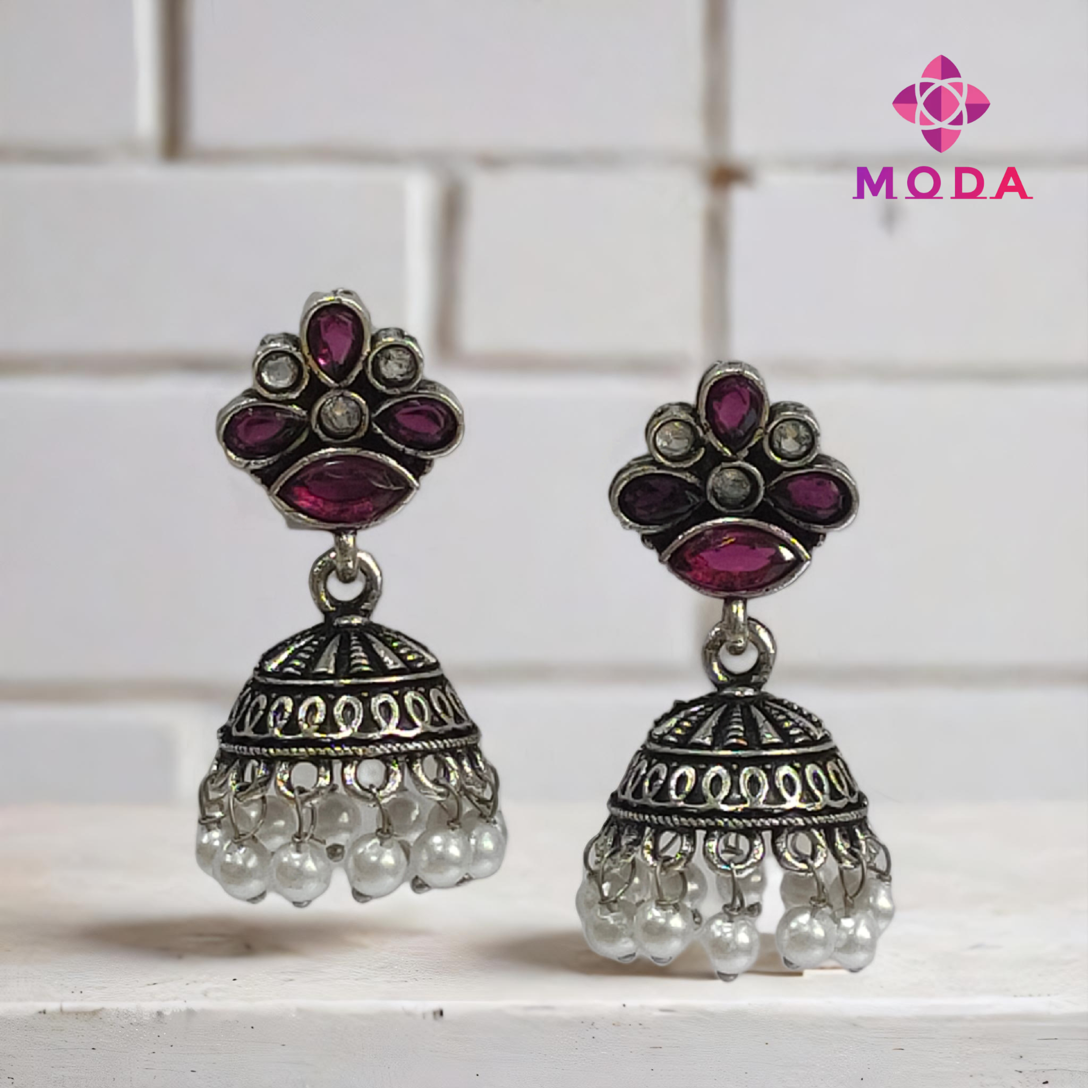 Oxidized Petal Jhumka