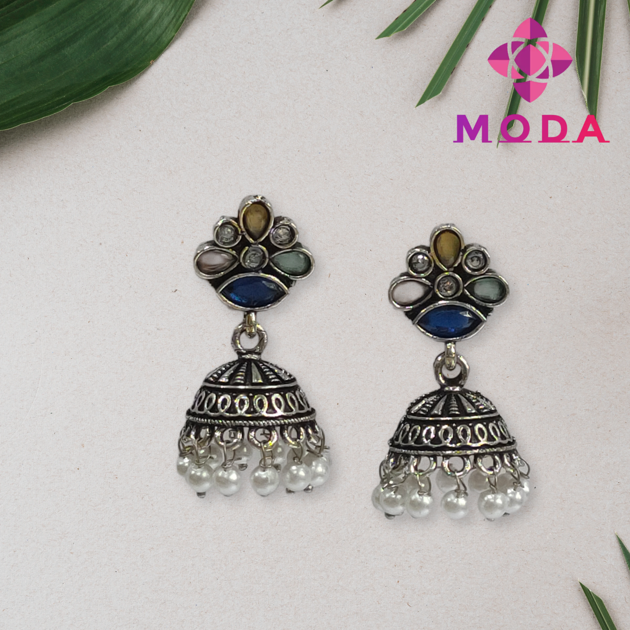 Oxidized Petal Jhumka