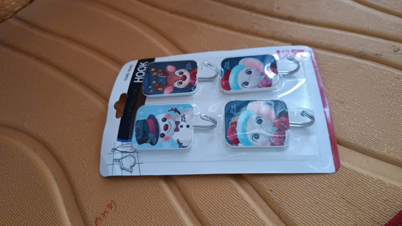 Multipurpose Strong Cartoon Hook Self-Adhesive hooks (4 Pc Set)
